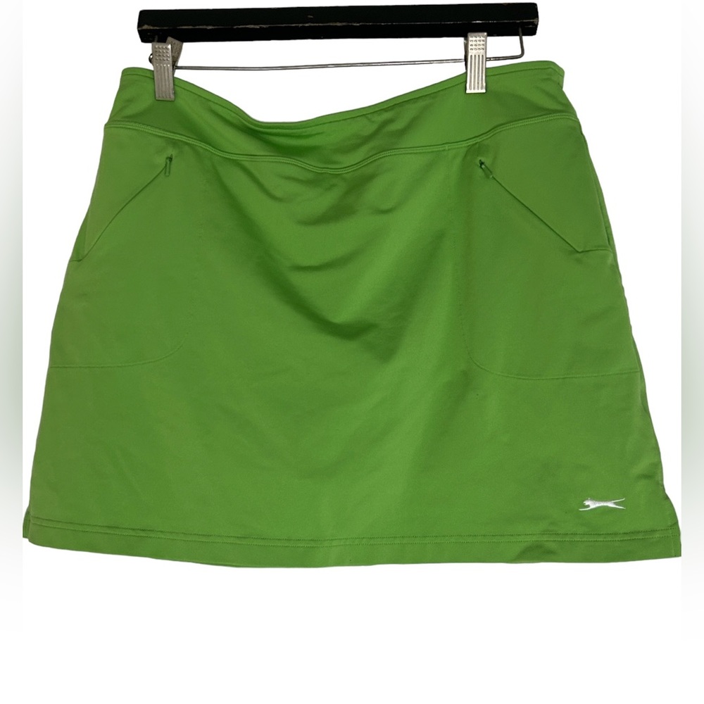 Slazenger Golf Tennis Athletic Skort Skirt Pockets Green Stretch Sz L